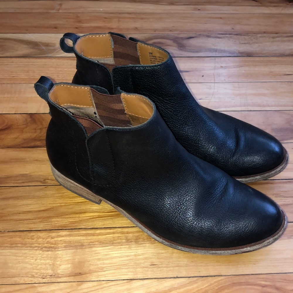 Black leather ankle boots